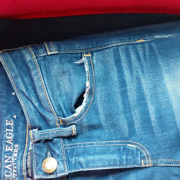 American Eagle Super Stretch X Jeans Leggings Distressed - Picture 4 of 10